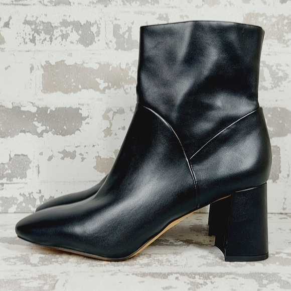 New Nordstrom Rack Knaja Black Faux Leather Block Heel Booties K140